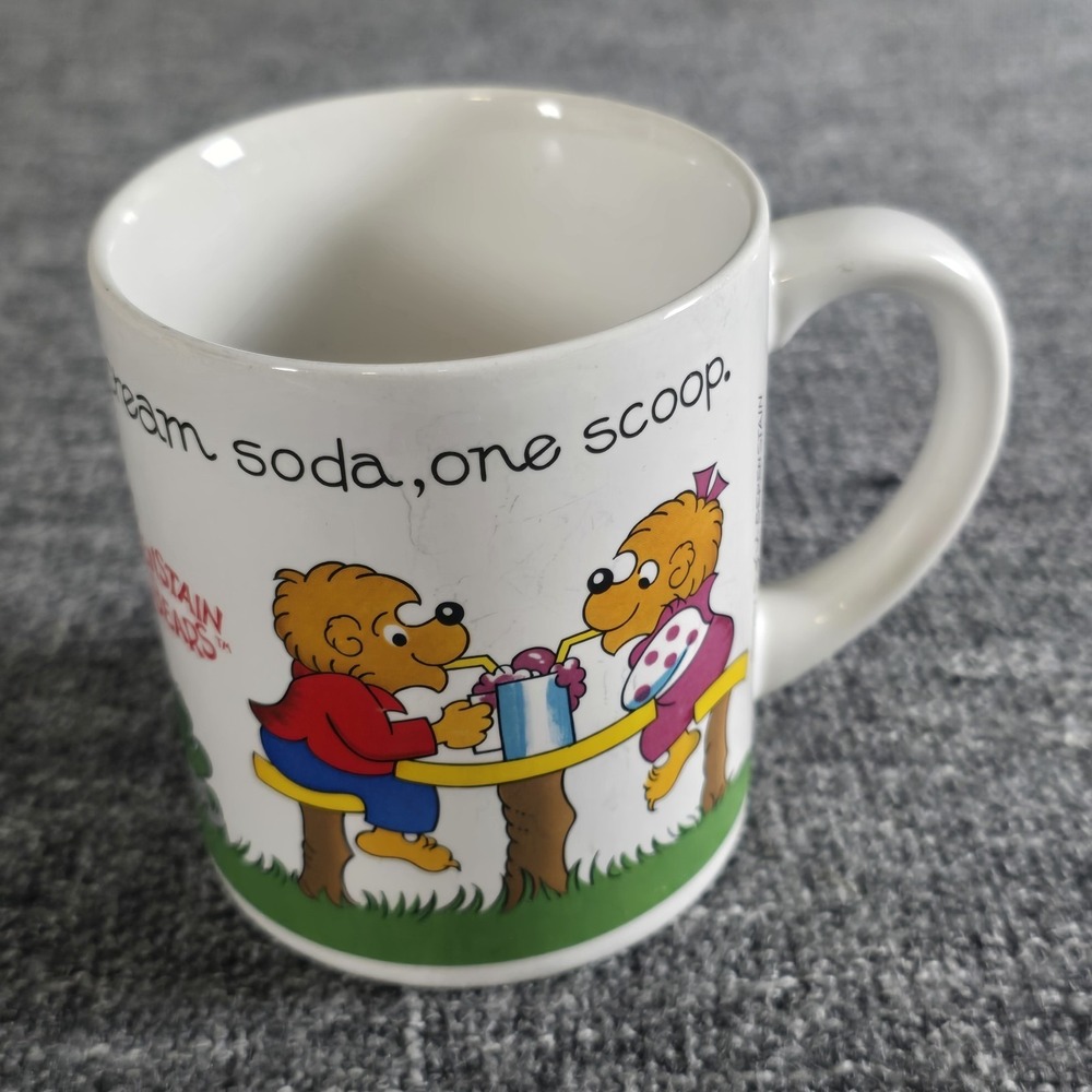 Vintage 1987 Berenstain Bears Ceramic Mug White Cup